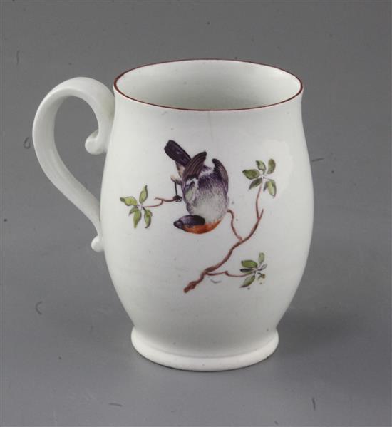 A Derby ovoid mug, c.1760-5, h. 10.2cm, hairline crack